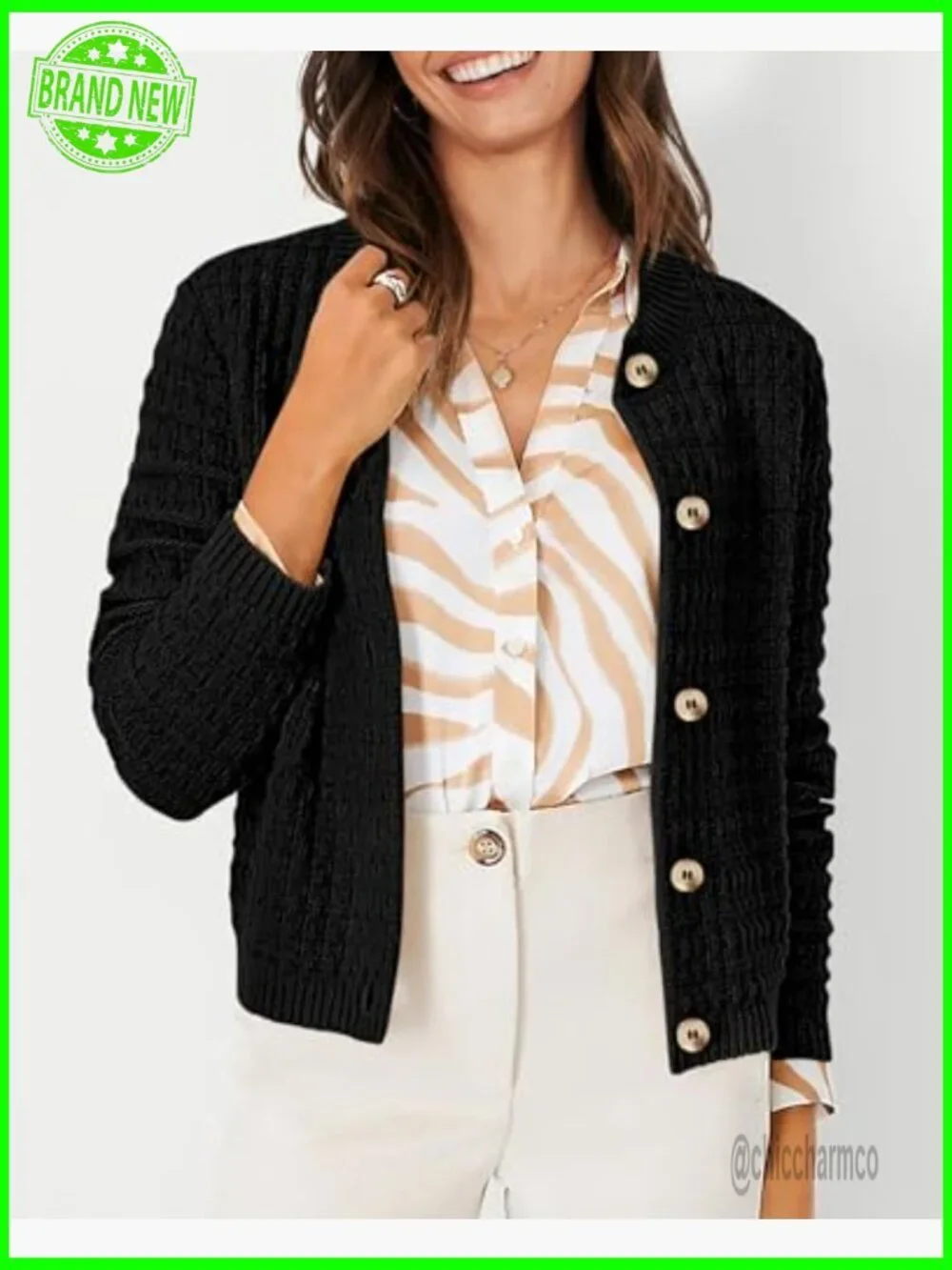 Women's Long Sleeve Knit Cardigan Open Front Button Down Coat